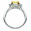 ESTATE LARGE 2.25CT WHITE & FANCY YELLOW DIAMOND 18K WHITE GOLD ENGAGEMENT RING