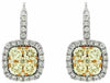 ESTATE 1.12CT WHITE & FANCY YELLOW DIAMOND 14KT WHITE GOLD 3D HANGING EARRINGS