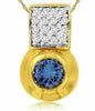 ESTATE .68CT DIAMOND & AAA TANZANITE 14KT YELLOW GOLD 3D ETOILE BEZEL PENDANT