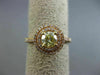 ESTATE .88CT PINK & GREEN DIAMOND 18KT ROSE GOLD 3D DOUBLE HALO ENGAGEMENT RING
