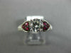 ESTATE 1.46CT DIAMOND & AAA RUBY 14KT WHITE GOLD 3D HEART SHAPE ENGAGEMENT RING