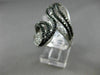ESTATE MASSIVE 3.18CT WHITE & BLACK DIAMOND 14K WHITE GOLD 3D LEAF COCKTAIL RING