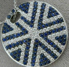 ESTATE LARGE 3.70CT DIAMOND & SAPPHIRE 18KT WHITE GOLD CIRCULAR SUNBURST PENDANT