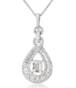 ESTATE 1.28CT DIAMOND 18KT WHITE GOLD 3D TEAR DROP PEAR SHAPE FLOATING PENDANT