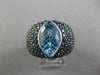 ESTATE LARGE 6.99CT BLUE TOPAZ & SAPPHIRE 18KT WHITE GOLD 3D MARQUISE FUN RING