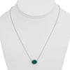 2.98CT DIAMOND & AAA EMERALD 14K WHITE GOLD OVAL & ROUND SOLITAIRE LOVE NECKLACE