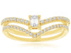 .50CT DIAMOND 14KT YELLOW GOLD ROUND & EMERALD CUT V SHAPE DOUBLE BAND FUN RING