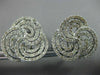 LARGE 2.33CT DIAMOND 18KT WHITE GOLD 3D MULTI ROW SWIRL FLOWER CLIP ON EARRINGS