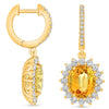 5.45CT DIAMOND & AAA YELLOW SAPPHIRE 18KT YELLOW 3D GOLD OVAL & ROUND EARRINGS