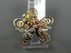 ESTATE WIDE .36CT DIAMOND 14KT WHITE YELLOW ROSE GOLD 3D STAR FLOWER LOVE RING