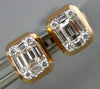 ESTATE .28CT DIAMOND 18K ROSE GOLD ROUND & BAGUETTE CLUSTER SQUARE STUD EARRINGS