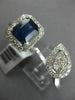 LARGE 2.50CT DIAMOND & AAA SAPPHIRE 14K WHITE GOLD 3D CLUSTER DOUBLE FINGER RING