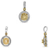 .54CT WHITE & FANCY YELLOW DAMOND 18T 2 TONE GOLD FLOWER CIRCULAR LOVE PENDANT