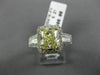 LARGE 3.82CT WHITE & FANCY YELLOW CUSHION DIAMOND 14K WHITE GOLD ENGAGEMENT RING