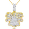 LARGE 1.97CT DIAMOND 14KT 2 TONE GOLD ROUND & BAGUETTE SPIDER FLOATING PENDANT