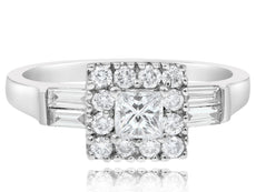 .90CT DIAMOND 18KT WHITE GOLD MULTI SHAPE SQUARE HALO FRIENDSHIP ENGAGEMENT RING