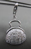 ANTIQUE LARGE DIAMOND 14KT WHITE GOLD 3D PURSE PENDANT / CHARM BRACELET #15724