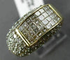 WIDE 1.65CT ROUND & PRINCESS DIAMOND 14KT YELLOW GOLD 3D 7 STONE MULTI ROW RING
