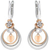 .44CT DIAMOND 14KT WHITE AND ROSE GOLD 3D FLOWER MULTI CIRCULAR HANGING EARRINGS