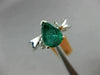 ESTATE 1.48CT DIAMOND & AAA EMERALD 14KT WHITE GOLD 3D 3 STONE ENGAGEMENT RING