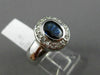 ESTATE LARGE .83CT DIAMOND & SAPPHIRE 14K WHITE GOLD BEZEL HALO ENGAGEMENT RING