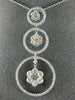 ESTATE LARGE 2.61CT DIAMOND 18K WHITE GOLD 3D PAST PRESENT FUTURE FLOWER PENDANT