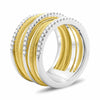 ESTATE WIDE .35CT DIAMOND 14KT 2 TONE GOLD MULTI ROW CRISS CROSS COIL LOVE RING