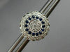 ESTATE LARGE .58CT DIAMOND SAPPHIRE 14K WHITE GOLD FLOWER MILGRAIN STUD EARRINGS