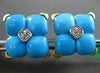 ESTATE LARGE .20CT DIAMOND & AAA TURQUOISE 18KT YELLOW GOLD 3D FILIGREE EARRINGS