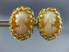 ANTIQUE 14K YELLOW GOLD 3D CLASSIC LADY CAMEO FILIGREE PUSH BACK EARRINGS #20155