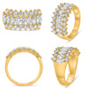 LARGE 2CT DIAMOND 14KT YELLOW GOLD MARQUISE ROUND 3 ROW WEDDING ANNIVERSARY RING