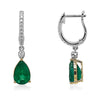 ESTATE 3.03CT DIAMOND & AAA EMERALD 18KT 2 TONE GOLD PEAR SHAPE & ROUND EARRINGS