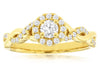 .50CT DIAMOND 14KT YELLOW GOLD 3D ROUND HALO INFINITY FRIENDSHIP ENGAGEMENT RING