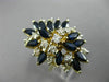 ESTATE LARGE 3.56CT DIAMOND & AAA SAPPHIRE 14KT YELLOW GOLD FLOWER COCKTAIL RING