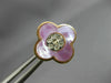 ESTATE .06CT DIAMOND & AAA MOTHER OF PEARL 14KT ROSE GOLD 4 CLOVER STUD EARRINGS