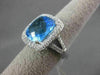 ESTATE LARGE 7.15CTW DIAMOND & AAA BLUE TOPAZ 14KT WHITE GOLD FILIGREE FUN RING