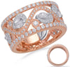WIDE 1.26CT DIAMOND 14KT WHITE & ROSE GOLD 3D ROUND & MARQUISE ANNIVERSARY RING