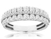 WIDE 1.18CT DIAMOND 14KT WHITE GOLD 3 ROW SEMI ETERNITY WEDDING ANNIVERSARY RING