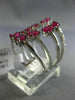 ESTATE EXTRA LARGE 2.04CT DIAMOND & AAA RUBY 14KT WHITE GOLD MULTI ROW OVAL RING
