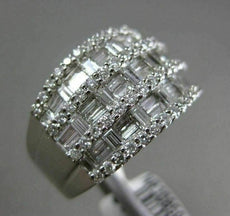 ESTATE WIDE 2.52CT DIAMOND 18KT WHITE GOLD 3D MULTI ROW WEDDING ANNIVERSARY RING