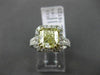 ESTATE LARGE 2.96CT GIA FANCY YELLOW DIAMOND 18K TWO TONE GOLD ENGAGEMENT RING