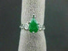 ANTIQUE 1.5CT DIAMOND & AAA JADE 14K WHITE GOLD TEAR DROP ENGAGEMENT RING #21762