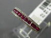 ESTATE .64CT DIAMOND & RUBY 18KT ROSE GOLD SEMI ETERNITY 3 ROW ANNIVERSARY RING