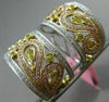 LARGE 1.26CT WHITE PINK & FANCY YELLOW DIAMOND 18KT TRI COLOR GOLD EARRINGS