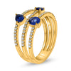 WIDE 1.20CT DIAMOND & AAA SAPPHIRE 14KT YELLOW GOLD MULTI SHAPE 3 ROW FUN RING