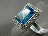 ESTATE EXTRA LARGE 8.17CT DIAMOND & BLUE TOPAZ 14KT WHITE GOLD EMERALD CUT RING