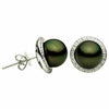 ESTATE .10CT DIAMOND & AAA TAHITIAN PEARL 14KT WHITE GOLD 3D HALO STUD EARRINGS