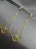 ESTATE LARGE .50CT DIAMOND 14KT YELLOW GOLD 3D FLEUR DE LIS CHANDELIER EARRINGS