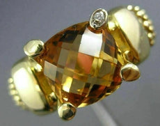 ESTATE LARGE 3.06CT DIAMOND & AAA CITRINE 14K YELLOW GOLD 3D MESH FLEXIBLE RING