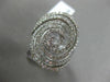 ESTATE LARGE 1.32CT DIAMOND 18KT WHITE GOLD 3D ROUND MULTI ROW SWIRL FUN RING